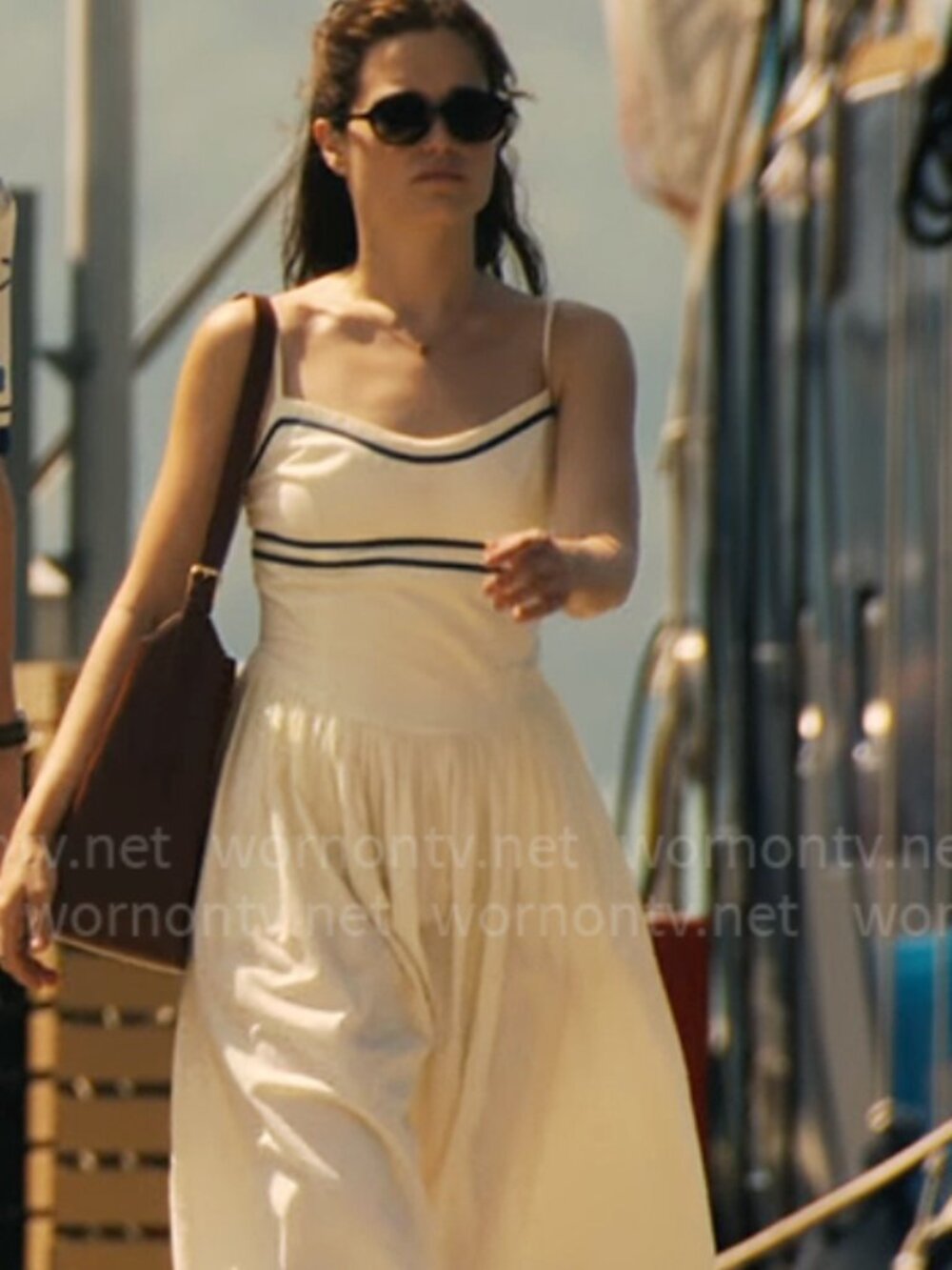 Piper white lotus Ciao Lucia dress XS  White maxi midi dress with navy stripe